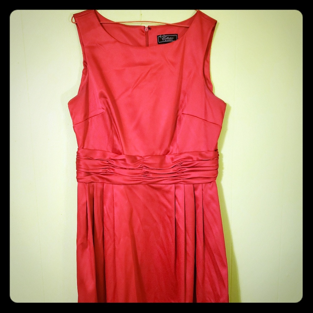 Red A-line Satin Dress